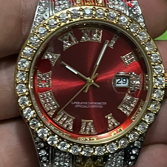 Mens two tone watch with cubic zirconia - Picture 1 of 4